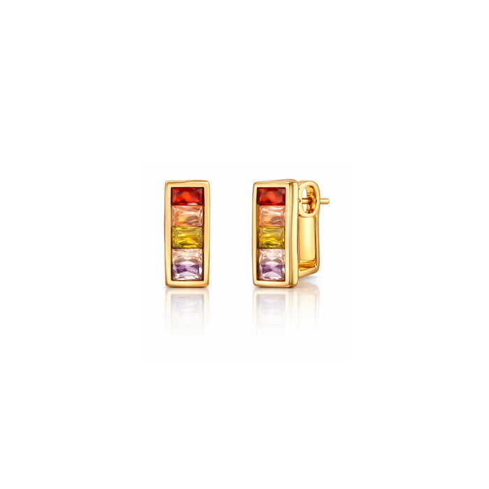 Aurora Prism Rainbow Crystal Huggie Earrings | Luxury Korean Jewelry | Sajna Sawarnaa