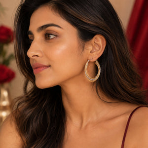 Large oval two-tone gold and silver twisted wire multi-strand hoop earrings – anti-tarnish Korean jewellery by Sajna Sawarnaa
