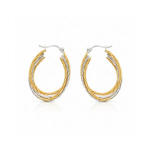 Large oval two-tone gold and silver twisted wire multi-strand hoop earrings – anti-tarnish Korean jewellery by Sajna Sawarnaa
