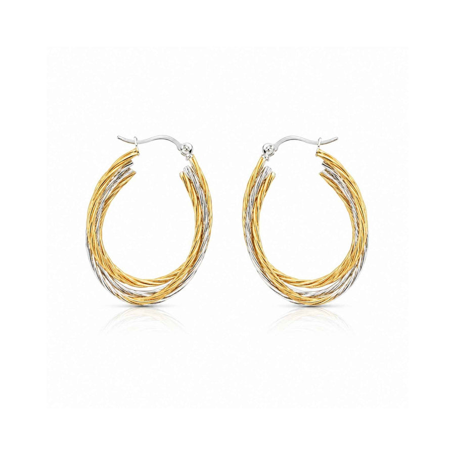 Two-Tone Twisted Wire Hoop Earrings – Gold Silver Multi-Strand Anti-Tarnish Korean Jewellery by Sajna Sawarnaa