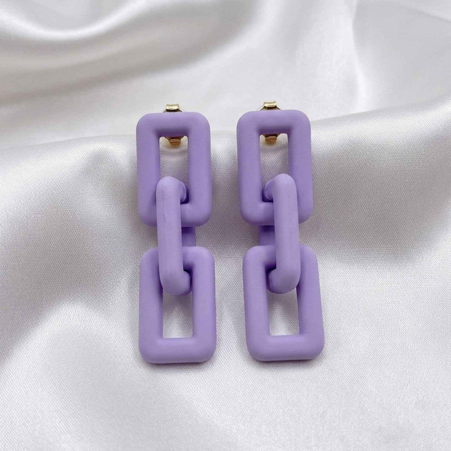 Lavender Statement Earrings | Pastel Korean Minimal Chain Design by Sajna Sawarnaa