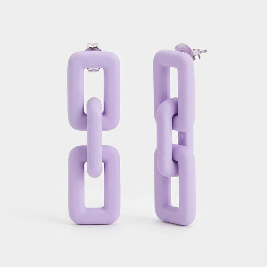 Lavender Statement Earrings | Pastel Korean Minimal Chain Design by Sajna Sawarnaa