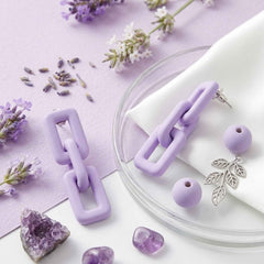 Lavender Link Statement Earrings | Pastel Korean Minimal Chain Earrings | Sajna Sawarnaa