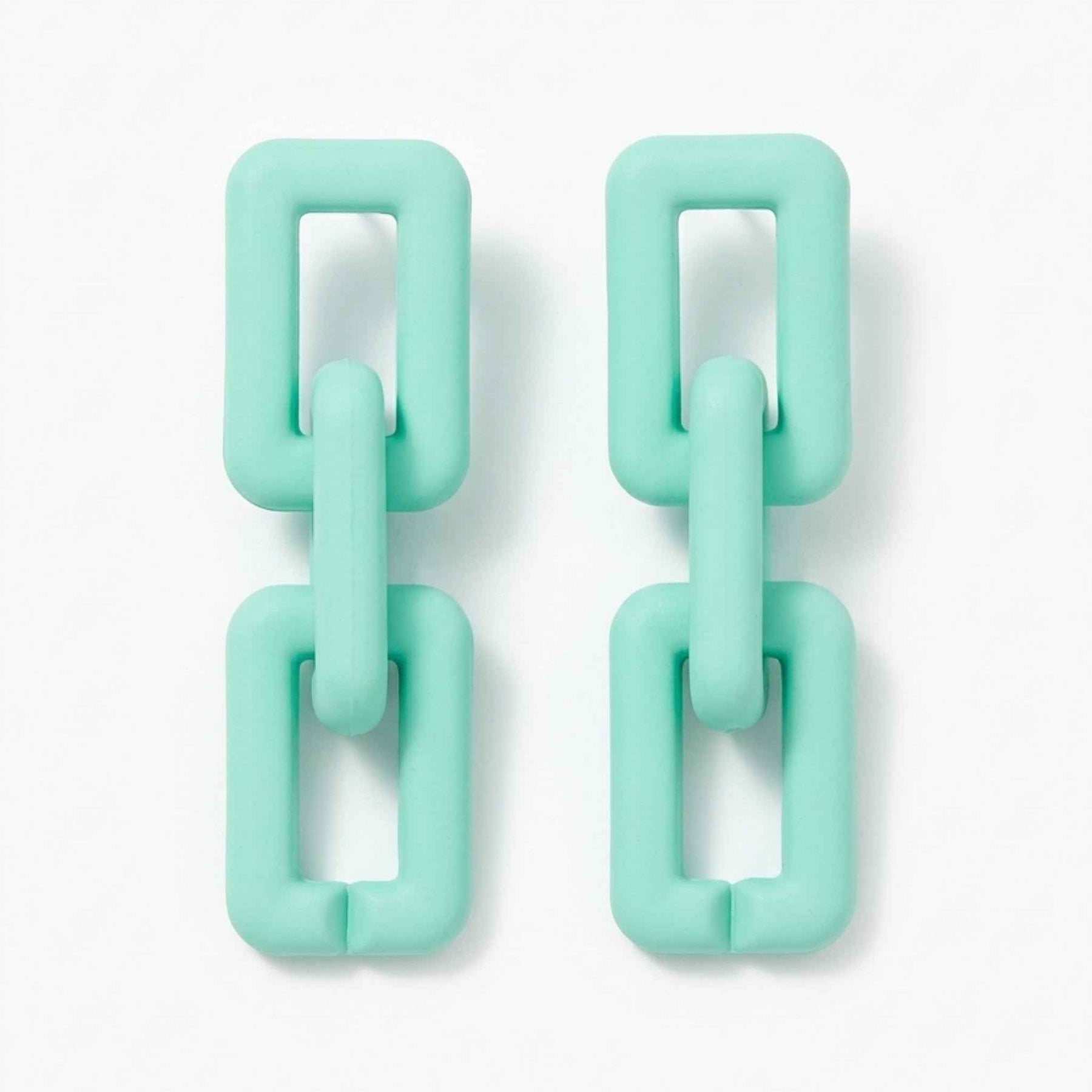 Mint Link Statement Earrings | Pastel Green Korean Chain Earrings | Minimal Aesthetic Jewelry
