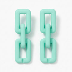 Mint Link Statement Earrings | Pastel Green Korean Chain Earrings | Minimal Aesthetic Jewelry