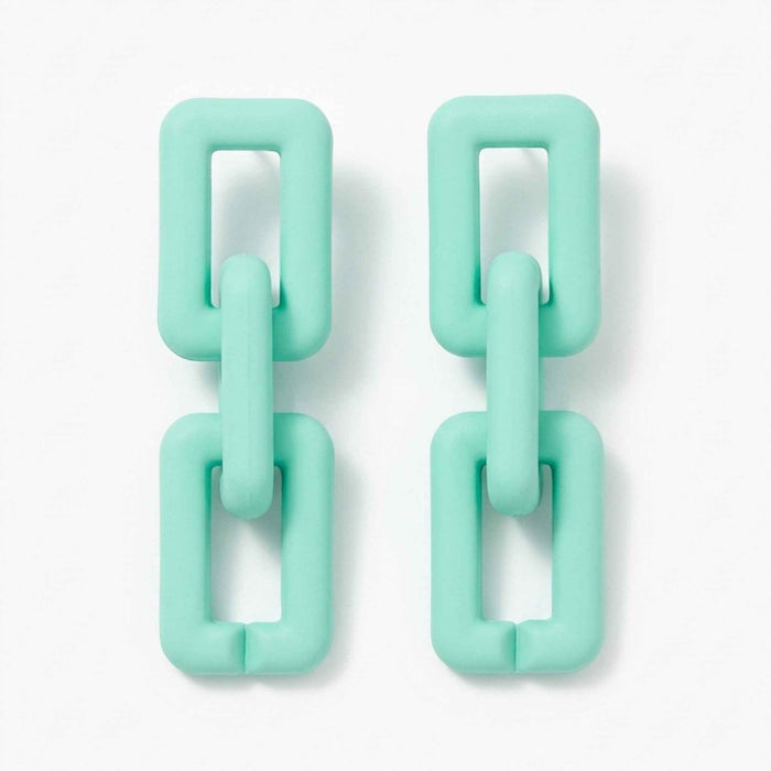 Mint Link Statement Earrings | Pastel Green Korean Chain Earrings | Minimal Aesthetic Jewelry