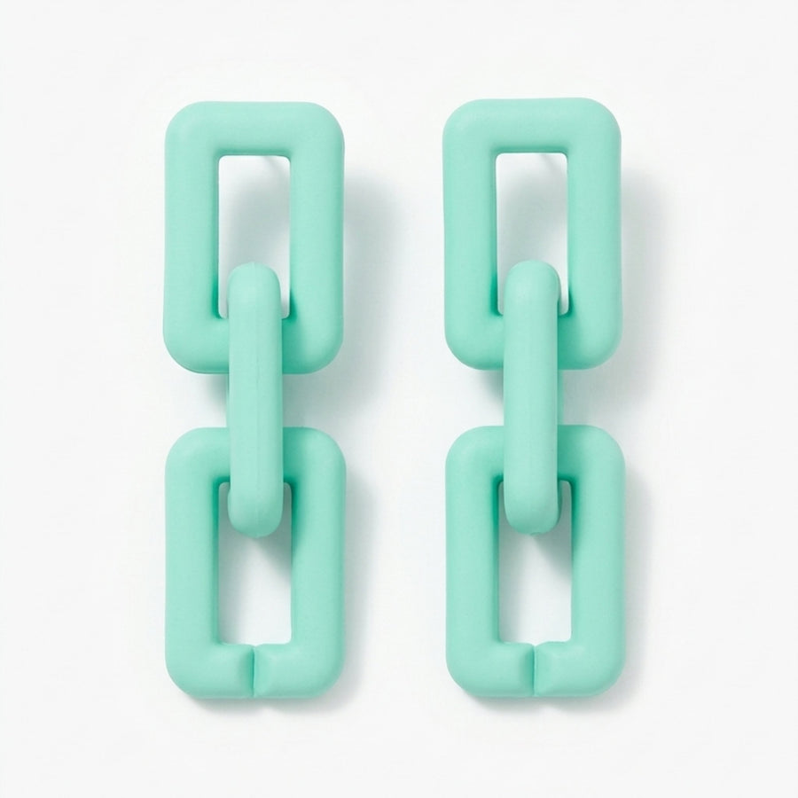 Mint Link Statement Earrings | Pastel Green Korean Chain Earrings | Minimal Aesthetic Jewelry