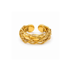 Woven Braid Open Ring for Women | Adjustable Gold Stacking Ring | Anti-Tarnish Korean-Inspired Jewelry