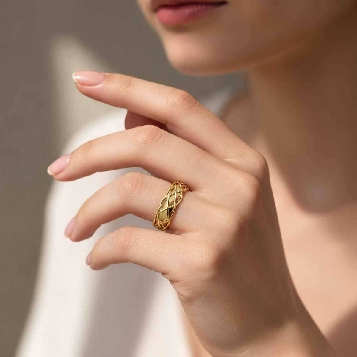 Woven Braid Open Ring for Women | Adjustable Gold Stacking Ring | Anti-Tarnish Korean-Inspired Jewelry