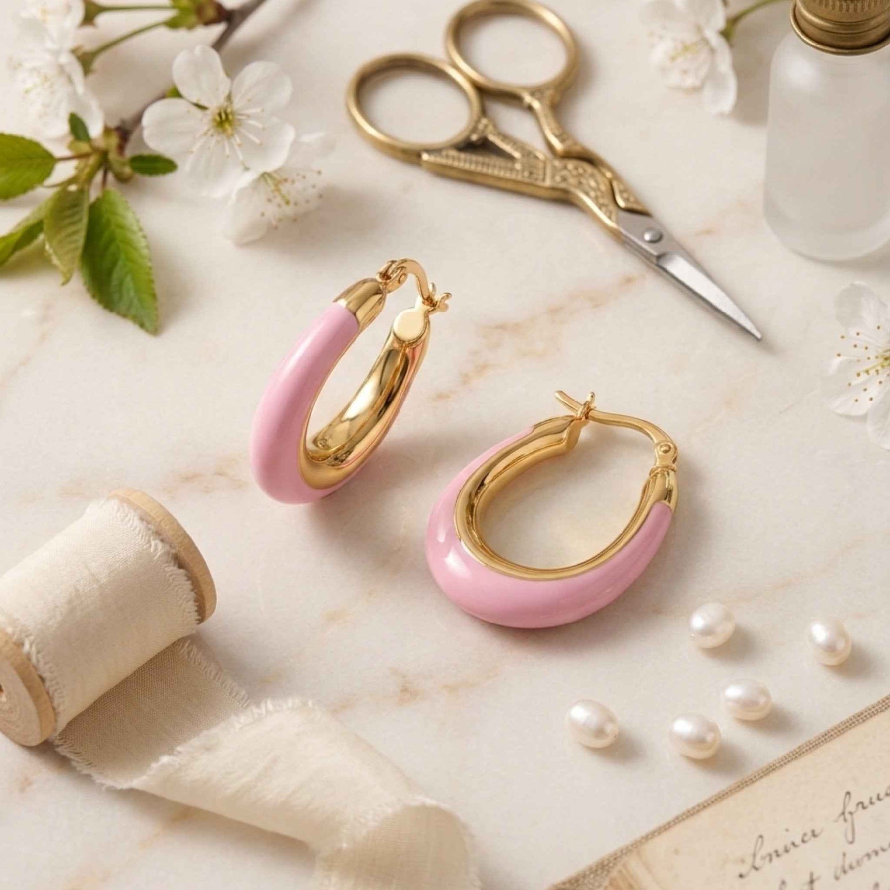Chunky Enamel Oval Hoop Earrings – Gold & Colour Dipped | Anti-Tarnish Korean Jewellery | Sajna Sawarnaa