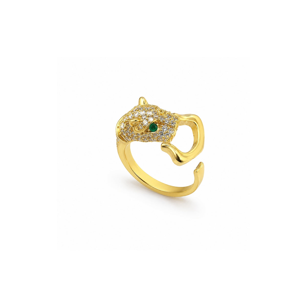 Crystal panther adjustable ring front view
