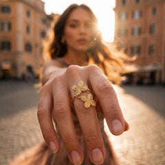 Golden Petal Floral Open Ring for Women | Adjustable Gold Statement Ring | Anti-Tarnish Korean-Inspired Jewelry