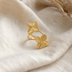 Golden Petal Floral Open Ring for Women | Adjustable Gold Statement Ring | Anti-Tarnish Korean-Inspired Jewelry