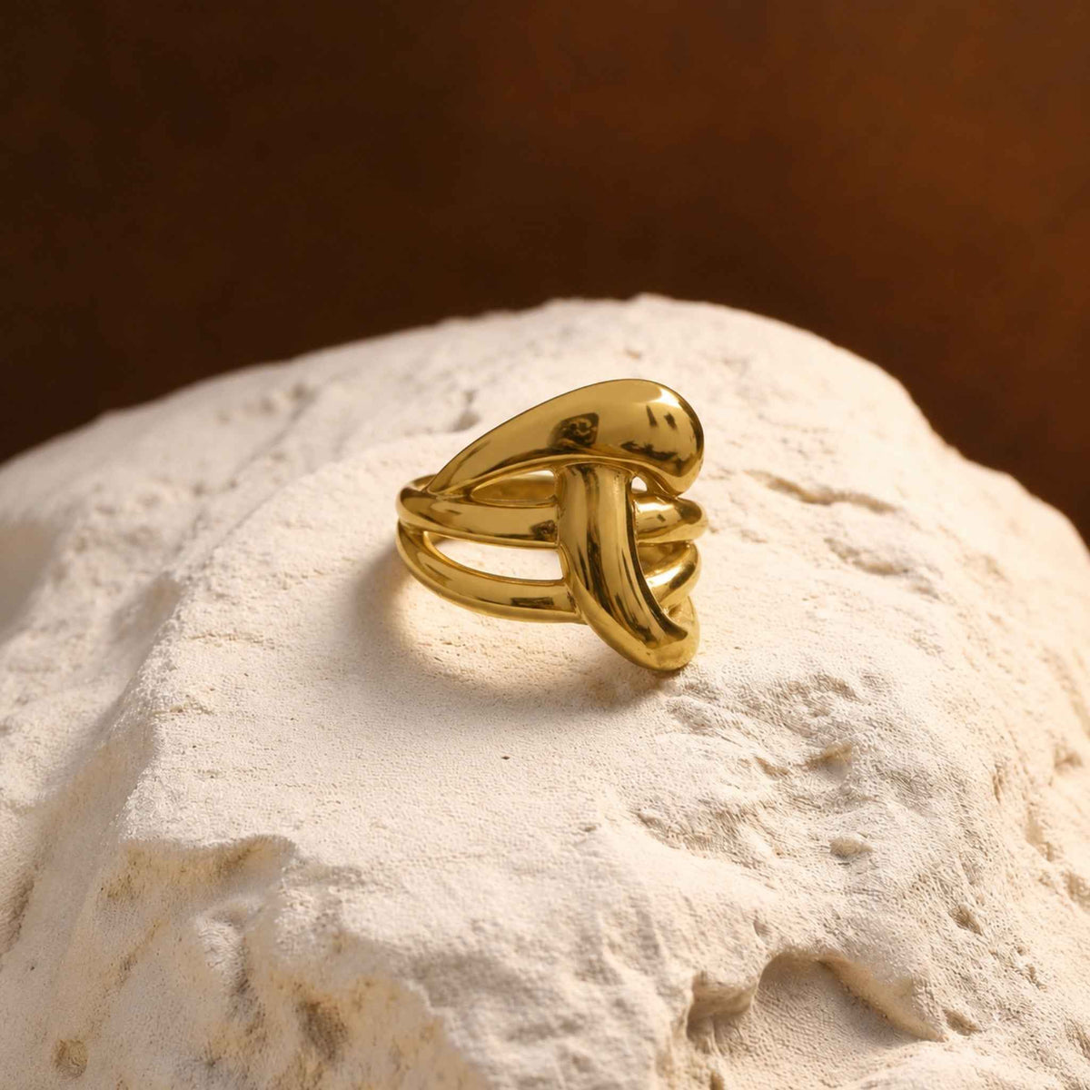 Sculptural Crossover Open Ring for Women | Bold Gold Statement Ring | Anti-Tarnish Korean-Inspired Jewelry