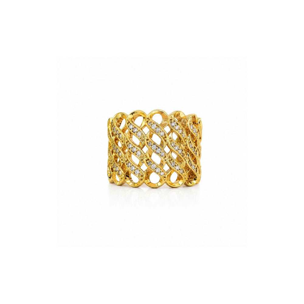 Crystal Lattice Statement Ring for Women | Gold Adjustable Open Ring | Anti-Tarnish Korean-Inspired Jewelry