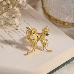 Sculptural Bow Statement Ring for Women | Gold Adjustable Open Ring | Anti-Tarnish Korean-Inspired Jewelry