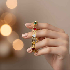 Luxury Heart Gemstone Gold Bracelet for Women | Multicolor Elegant Bangle | Gift for Her