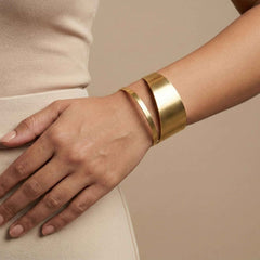 Modern Gold Cuff Bracelet – Elegant Double Layer Design | Everyday Luxury Jewelry