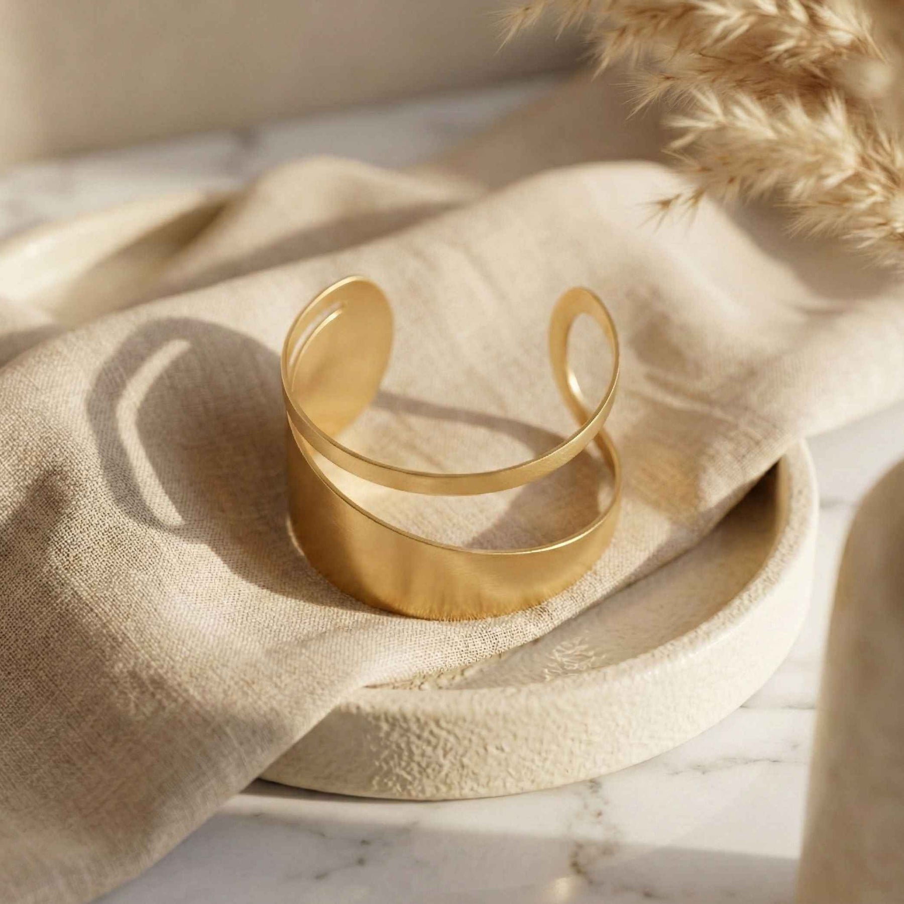 Modern Gold Cuff Bracelet – Elegant Double Layer Design | Everyday Luxury Jewelry