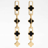 Clover Enamel Chain Drop Earrings – Long Paperclip Link Dangles | Anti-Tarnish Korean Jewellery | Sajna Sawarnaa