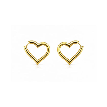 18K Gold Plated Minimalist Heart Hoops