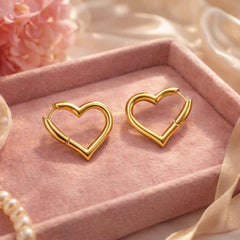 18K Gold Plated Minimalist Heart Hoops