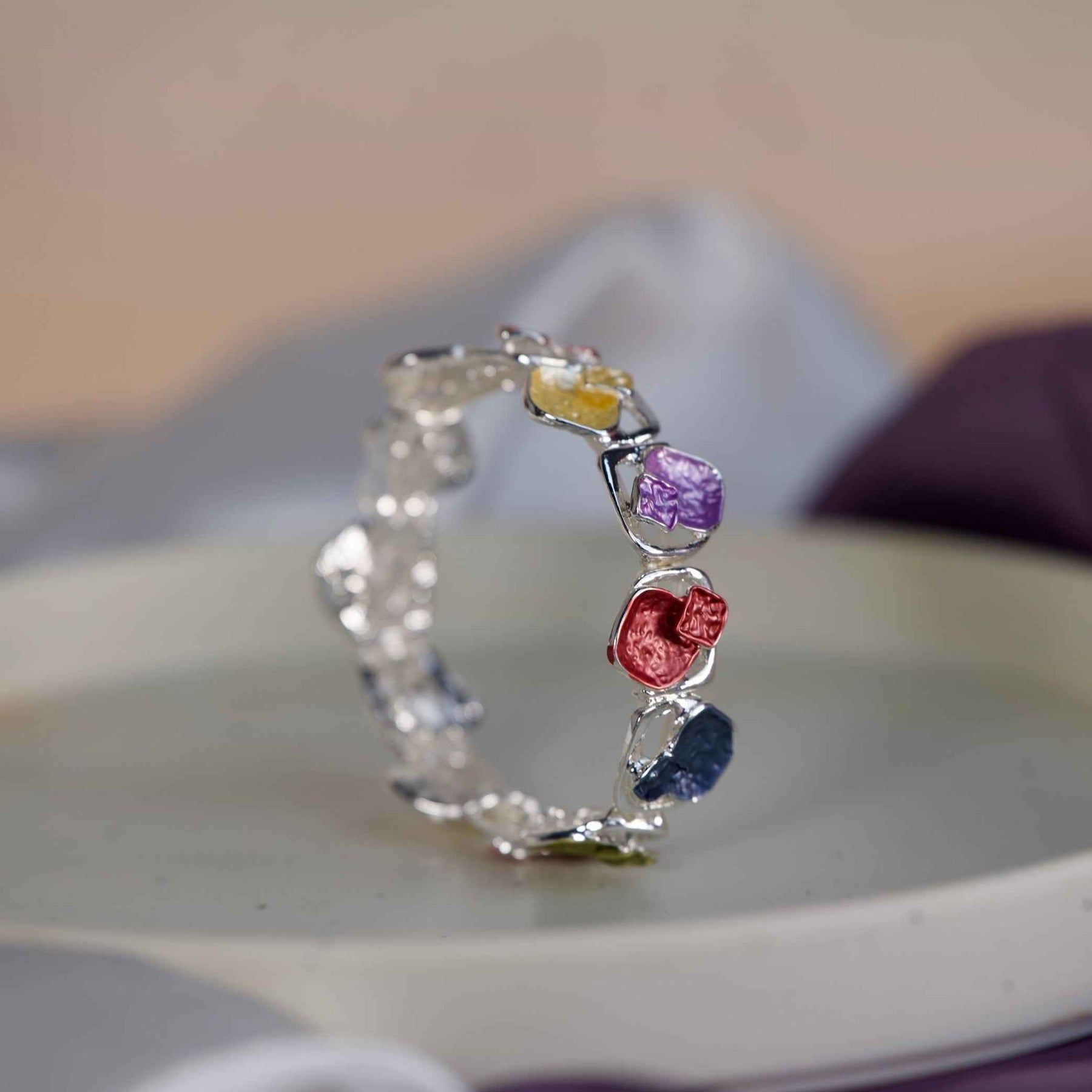Colorful Stone Designer Bracelet for Women | Artistic Multi-Color Open Cuff