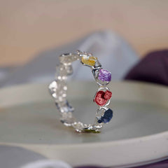 Colorful Stone Designer Bracelet for Women | Artistic Multi-Color Open Cuff