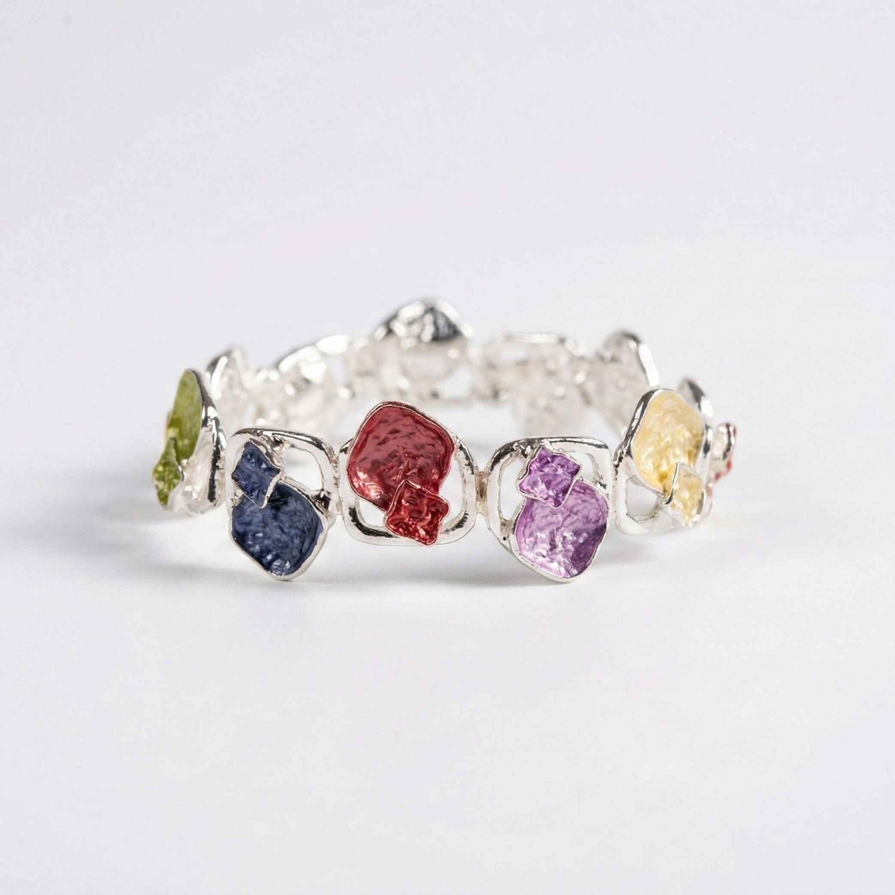 Colorful Stone Designer Bracelet for Women | Artistic Multi-Color Open Cuff