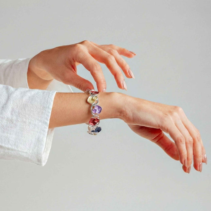 Colorful Stone Designer Bracelet for Women | Artistic Multi-Color Open Cuff