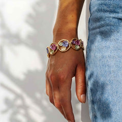 Floral Enamel Circle Gold Bracelet | Korean Anti-Tarnish Jewellery
