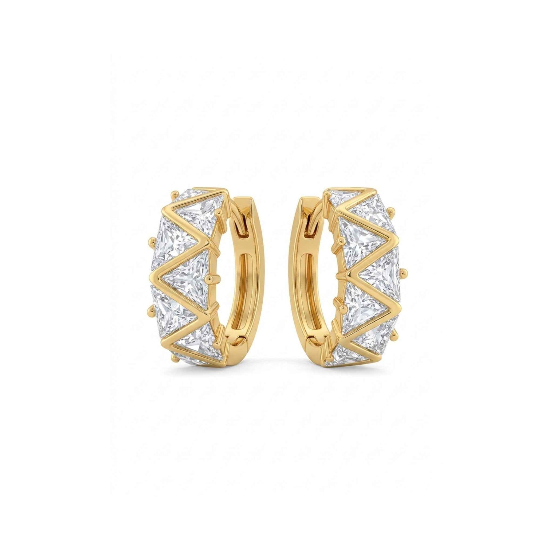 CZ Triangle Zigzag Huggie Hoop Earrings – Diamond-Look Gold Hoops | Anti-Tarnish Korean Jewellery | Sajna Sawarnaa