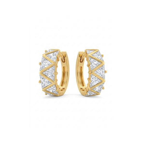 Triangle CZ zigzag gold huggie hoop earrings diamond look – anti-tarnish Korean jewellery by Sajna Sawarnaa
