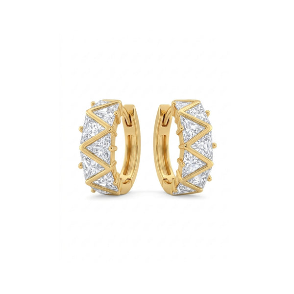 Triangle CZ zigzag gold huggie hoop earrings diamond look – anti-tarnish Korean jewellery by Sajna Sawarnaa
