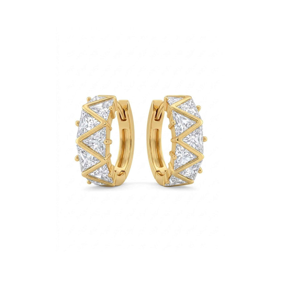 CZ Triangle Zigzag Huggie Earrings – Diamond-Look Gold Hoops | Anti-Tarnish Korean Jewellery by Sajna Sawarnaa