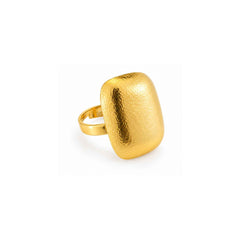 Hammered Cushion Statement Ring for Women | Bold Gold Adjustable Ring | Anti-Tarnish Jewelry