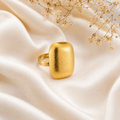Hammered Cushion Statement Ring for Women | Bold Gold Adjustable Ring | Anti-Tarnish Jewelry