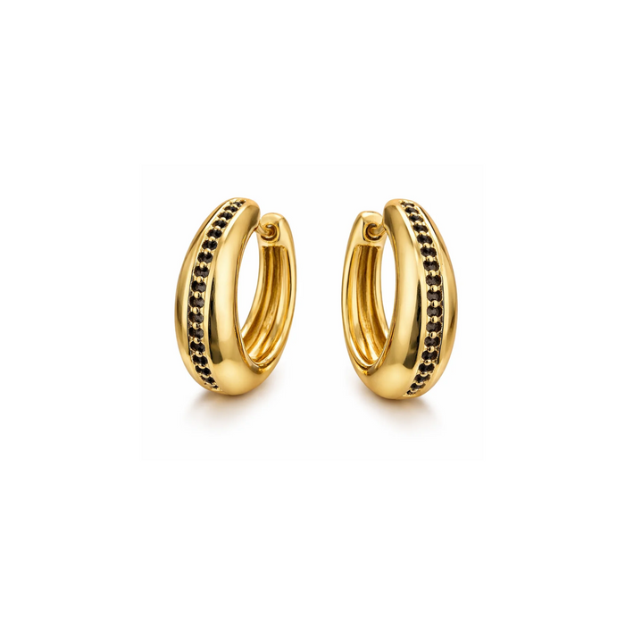 Noir Luxe Black Enamel Gold Hoop Earrings | Elegant Statement Hoops | Anti-Tarnish Jewellery | Sajna Sawarnaa