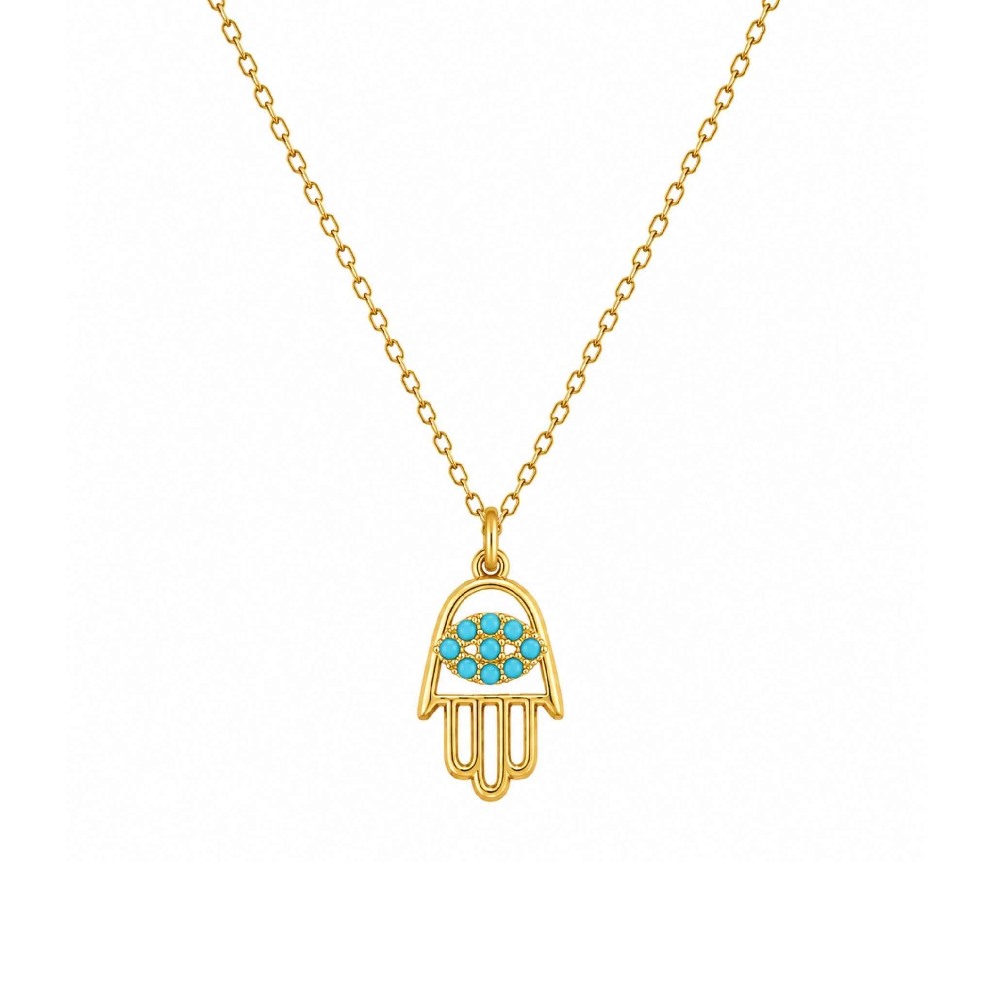 Hamsa hand charm necklace as a focal point