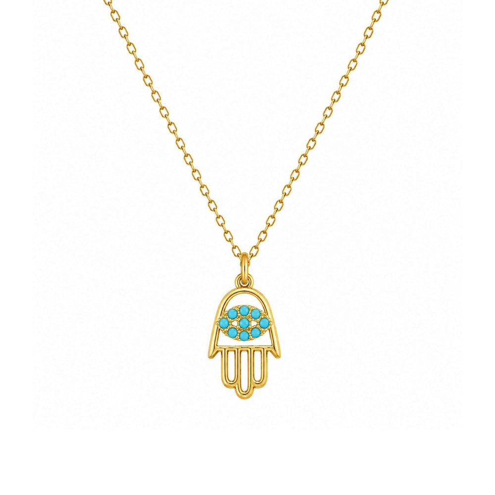Hamsa Hand Charm Necklace for Women | Gold-Tone Pendant Necklace | Anti-Tarnish Jewellery