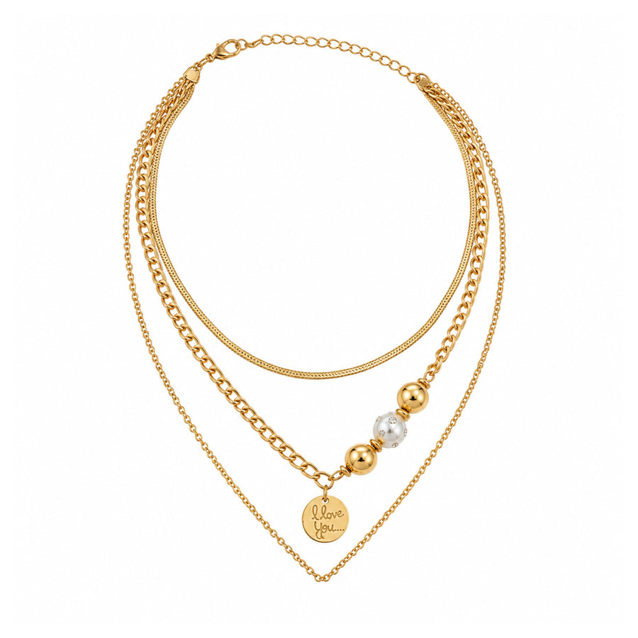 Layered Message Charm Necklace for Women | Gold-Tone Statement Necklace | Anti-Tarnish Jewellery