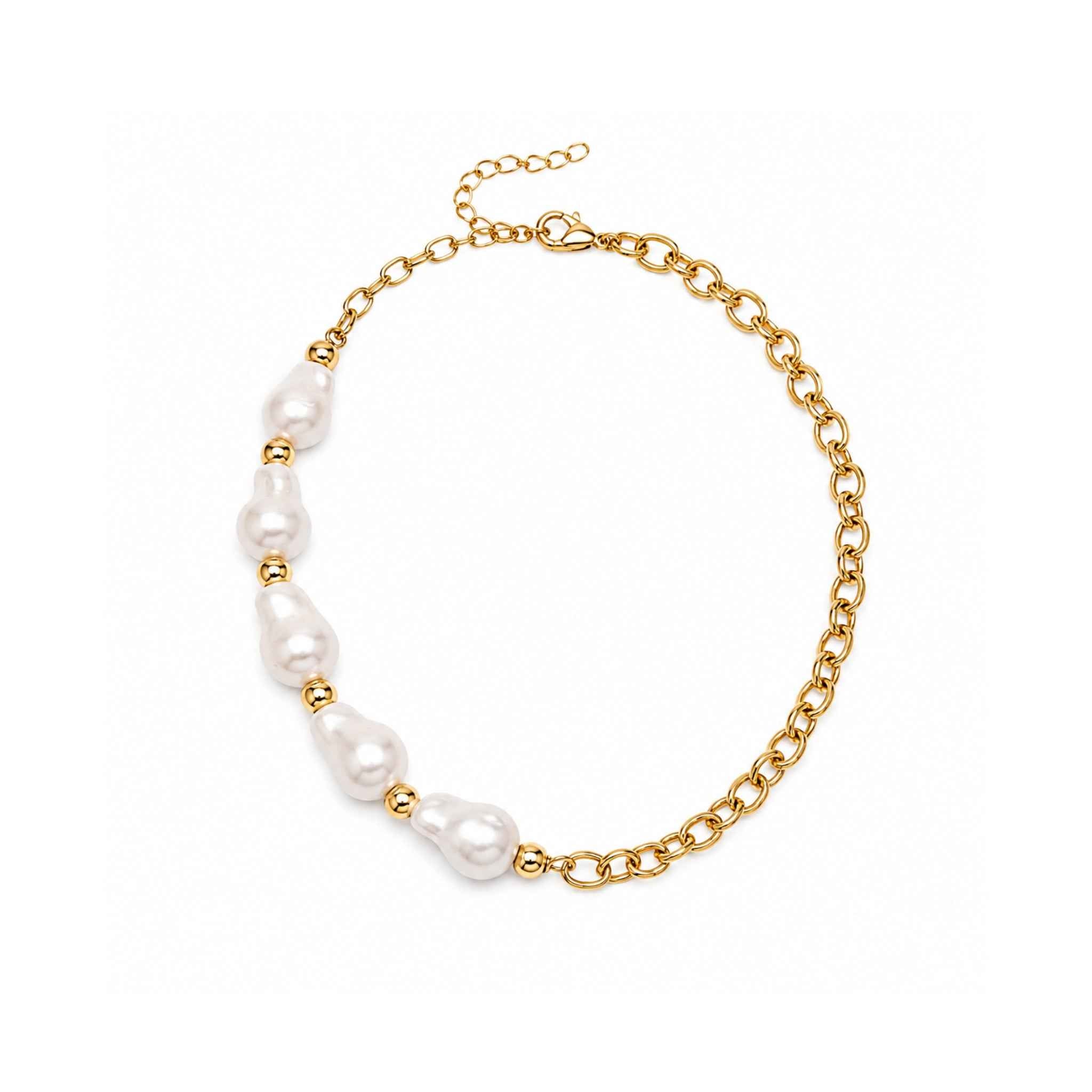 Pearl accent layered gold-tone necklace by Sajna Sawarnaa